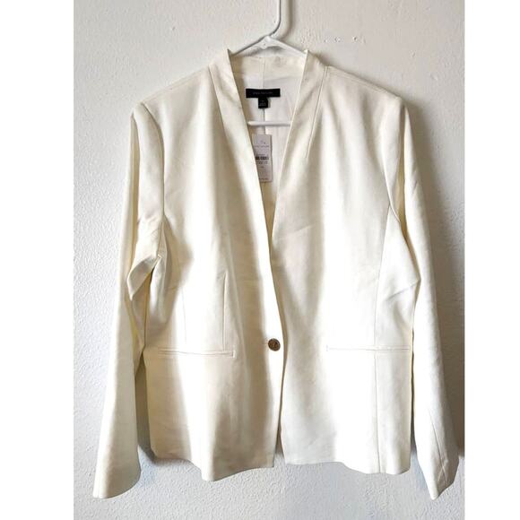 Ann Taylor The Cutaway Blazer in Herringbone Linen Blend 14 NEW - Picture 2 of 8